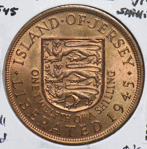 Jersey 1945 1/12 Shilling 490332 combine shipping