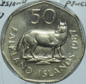 Falkland Islands 1987 50 Pence Fox animal 290765 combine shipping