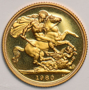 Great Britain 1980 proof Sovereign gold .2354oz AGW in mint capsule GL0144 combi