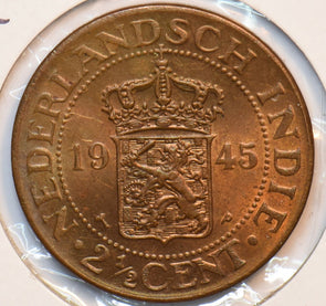 Netherlands East Indies 1945 P 2 1/2 Cents Lion animal 294967 combine shipping
