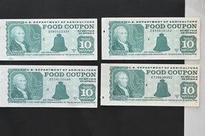 US 1994 -97B USDA $10 Food Coupons Lot of 7 with full tab RC0714 combine shippi