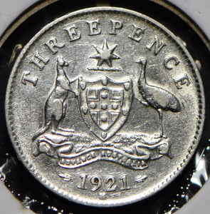 Australia 1921 3 Pence Kangaroo animal Emu  191459 combine shipping