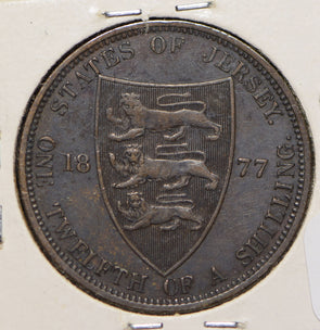 Jersey 1877 1/12 Shilling Lion animal  291752 combine shipping