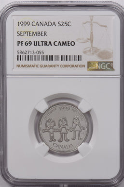 Canada 1999 25 Cents Silver NGC Proof 69 Ultra Cameo September NG1612 combine sh