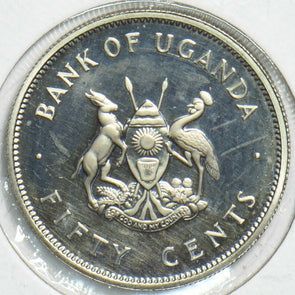 Uganda 1966 50 Cents African crowned crane animal Proof 904138 combine shipping
