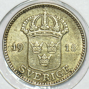 Sweden 1918 25 Ore Ch AU-UNC 152807 combine shipping