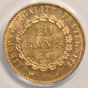 France 1897 A 20 Francs gold PCGS MS63 AGW 0.1867oz PC1180 combine shipping