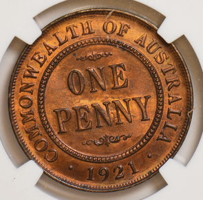 Australia 1921 Penny NGC MS63 Red Brown NG0994 combine shipping