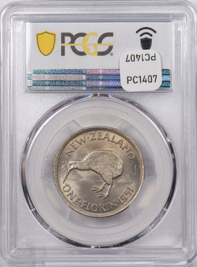 New Zealand 1951 Florin Kiwi Bird animal PCGS MS 64 PC1407 combine shipping