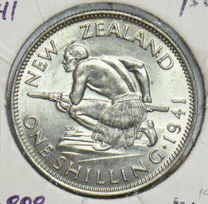 New Zealand 1941 Shilling Silver BU 360,000 Struck 491537 combine shipping