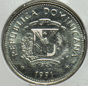 Dominican Republic 1991 25 Centavos Oxen animal BU 903705 combine shipping