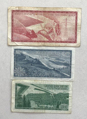 Luxembourg 1967, 1966, 1963 10 Francs, 20 Francs, 100 Francs unc~CRC Lot of 3 RC