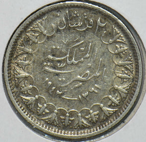 Egypt 1942 AH 1361 2 Piastres 192460 combine shipping