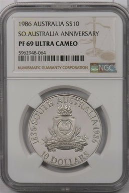 Australia 1986 10 Dollar silver NGC Proof 69UC SO. Australia Anniversary NG1486