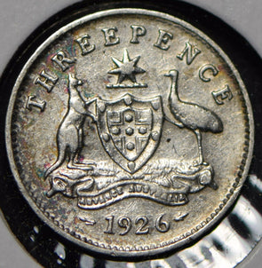 Australia 1926 3 Pence Kangaroo animal Emu  191445 combine shipping