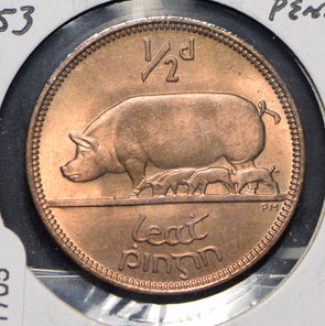 Ireland 1953 1/2 Penny Sow with piglets animal  291705 combine shipping
