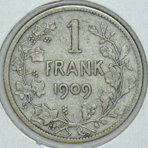 Belgium 1909 Silver 1 Franc  290391 combine shipping