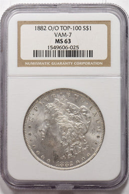 1882-O/O Morgan Dollar Silver Top-100 VAM-7 NGC MS63 NG1816