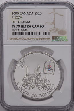 Canada 2000 20 Dollar Silver NGC Proof 70 Ultra Cameo Taylor Buggy NG1664 combin