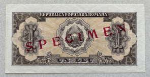 Romania 1952 Leu Specimen. PK 81A. Gem CU BL0100 combine shipping
