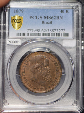 Brazil 1879 40 Reis PCGS MS62BN PC0651 combine shipping