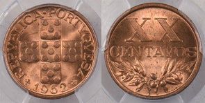 Portugal 1962 20 Centavos PCGS MS 65 RED PI0197 combine shipping
