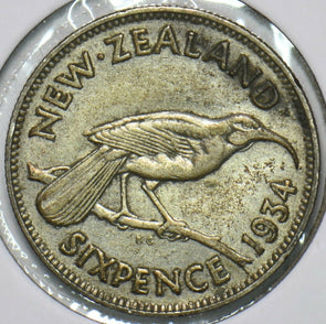 New Zealand 1934 6 Pence Huia bird animal 240346 combine shipping
