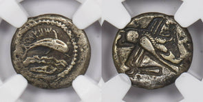 Phoenicia, Tyre 440 -425 c. BC AR Quarter-Shekel silver NGC CH VF 3.20g obv dolp