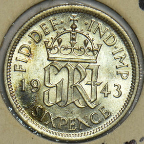 Great Britain 1943 6 Pence/Sixpence UNC 240734 combine shipping