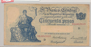 RC0272 Argentina 1935 50 Pesos #246c combine shipping