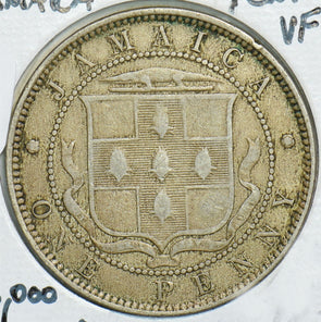 Jamaica 1891 Penny VFI, 36,000 Minted 198525 combine shipping