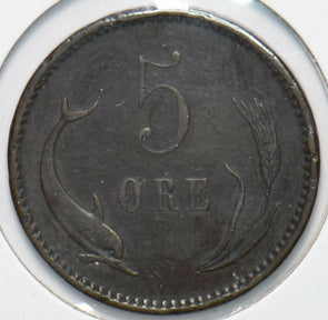Denmark 1891 5 Ore Porpoise animal 192483 combine shipping