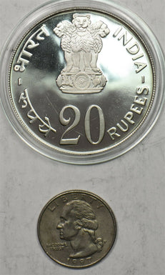 Republic India 1973 20 Rupees FAO. KM 240. 0.500 silver. 0.4823 ASW BU0631 combi
