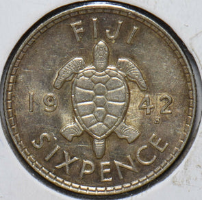 Fiji 1942 6 Pence Turtle animal 490162 combine shipping
