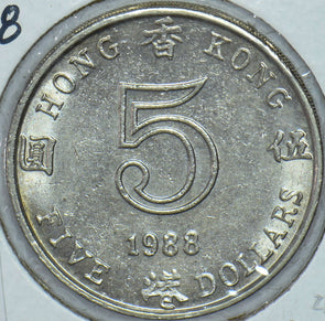 Hong Kong 1988 5 Dollars  290480 combine shipping