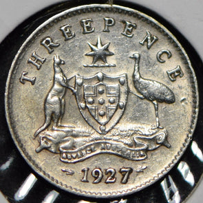 Australia 1927 3 Pence Kangaroo animal Emu  191498 combine shipping