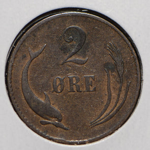 Denmark 1875 2 Ore Dolphin animal  901468 combine shipping