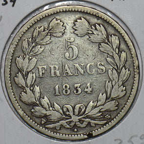 France 1834 5 Francs 296782 combine shipping
