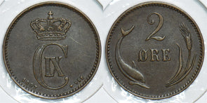 Denmark 1897 2 Ore Porpoise animal 198372 combine shipping