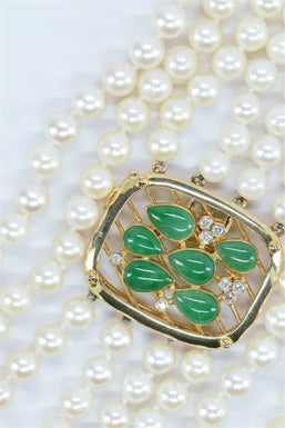 Pearl Jadeite Diamond 14K Gold Necklace GN0014