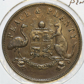 Australia 1858 Peace & Plenty Token Kangaroo animal Emu AU0081 combine shipping