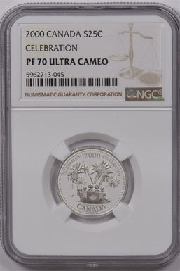 Canada 2000 25 Cents Silver NGC Proof 70 Ultra Cameo Celebration Perfect 70 NG15
