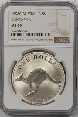 Australia 1998 C Dollar silver NGC MS 69 Kangaroo NG1453 combine shipping