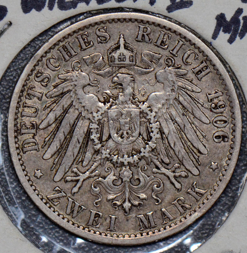 Germany 1906 2 Mark silver  190113 combine shipping