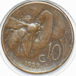 Italy 1929 Vittorio Emanvele III 10 Centesimi Honey Bee animal 192227 combine s