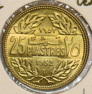 Lebanon 1952 25 Piastres Gem BU 199111 combine shipping