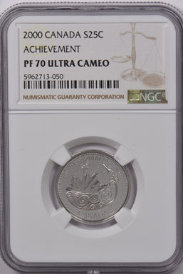 Canada 2000 25 Cents Silver NGC Proof 70 Ultra Cameo Achievement Perfect 70 NG15