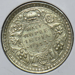 British India 1943 1/2 Rupee 151019 combine shipping
