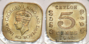 Ceylon 1942 5 Cents 199080 combine shipping