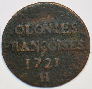 French Colonies 1721 9 Deniers Copper B-261 F0137 combine shipping